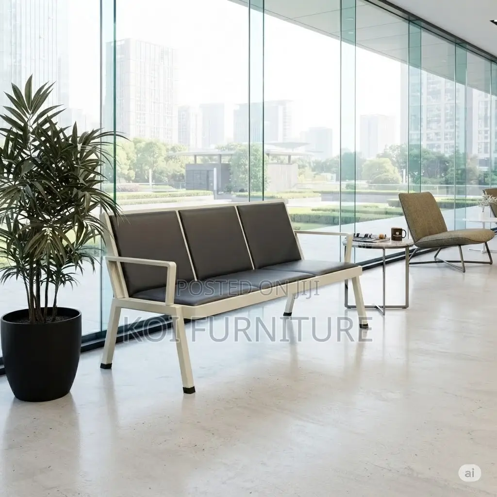 Office Bench' Upholstered Three Seaters Leather Reception Bench