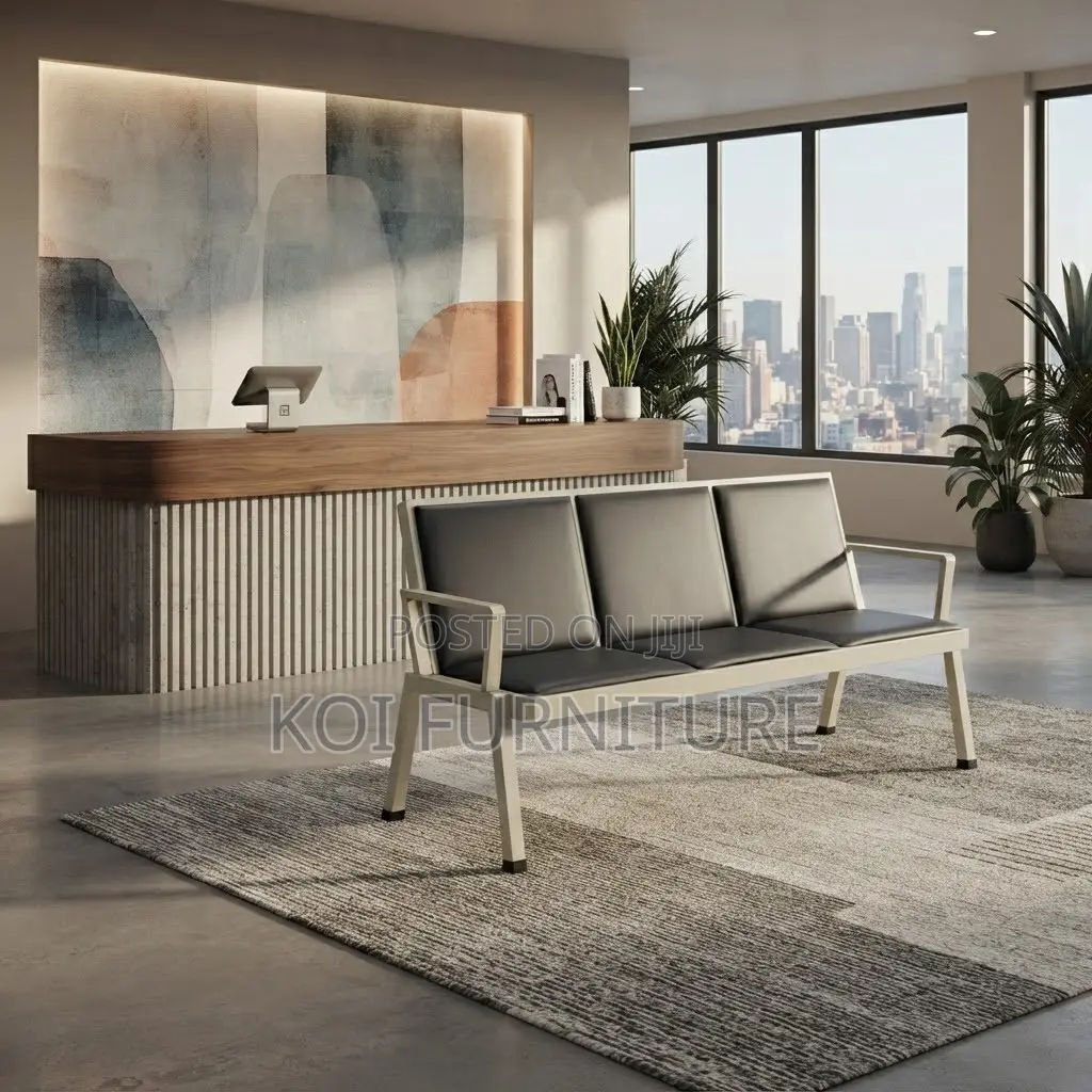 Office Bench' Upholstered Three Seaters Leather Reception Bench