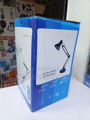 Black Metal Table Lamp With Adjustable Arm Clamp Mount