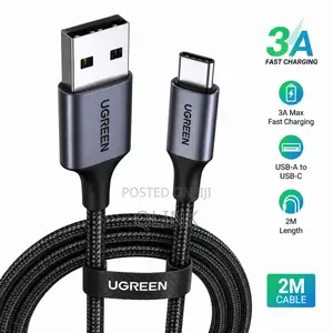 Ugreen USB-a to USB-C Fast Charging Cable 3a Max Black 2m