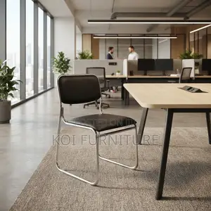 Office Chairs; Sled Basement Chrome Leather Visitors Chair