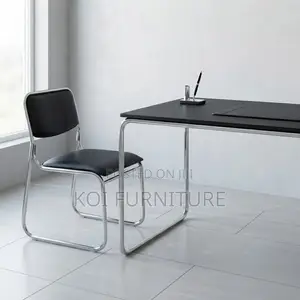 Office Chairs; Sled Basement Chrome Leather Visitors Chair
