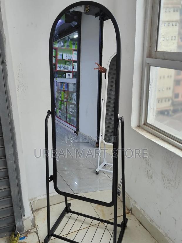 Full Length Standing Mirror With Wheels and Shoe Storage