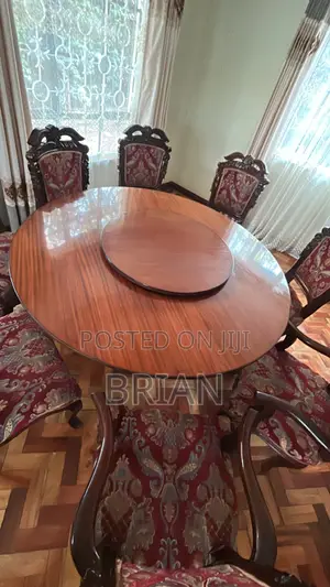 8-Seater Wooden Dining Table Chairs Set