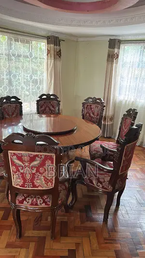 8-Seater Wooden Dining Table Chairs Set