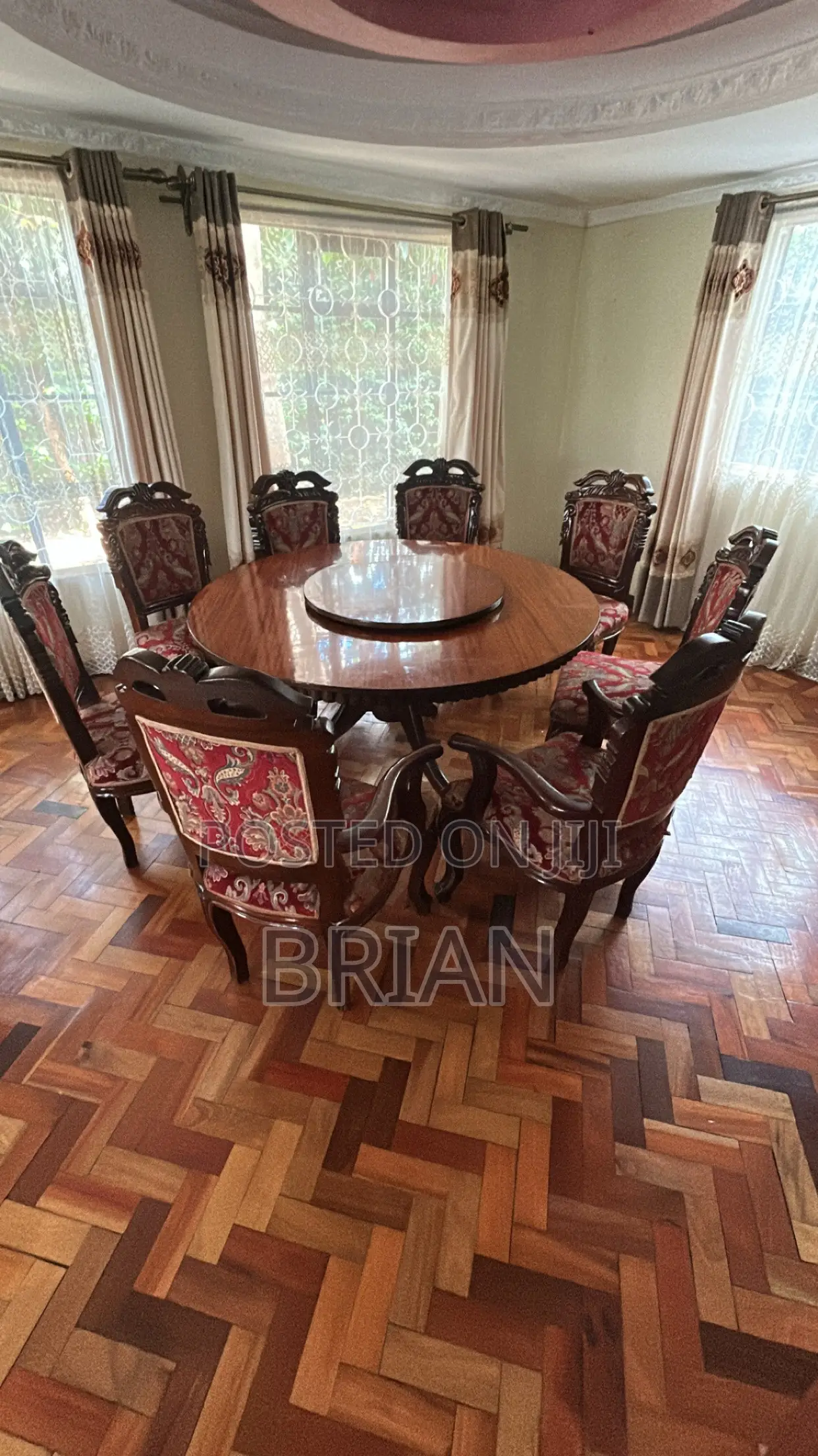 8-Seater Wooden Dining Table Chairs Set
