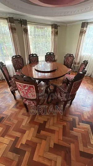 8-Seater Wooden Dining Table Chairs Set