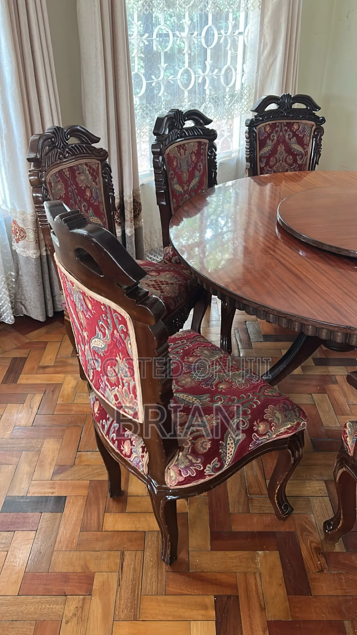 8-Seater Wooden Dining Table Chairs Set