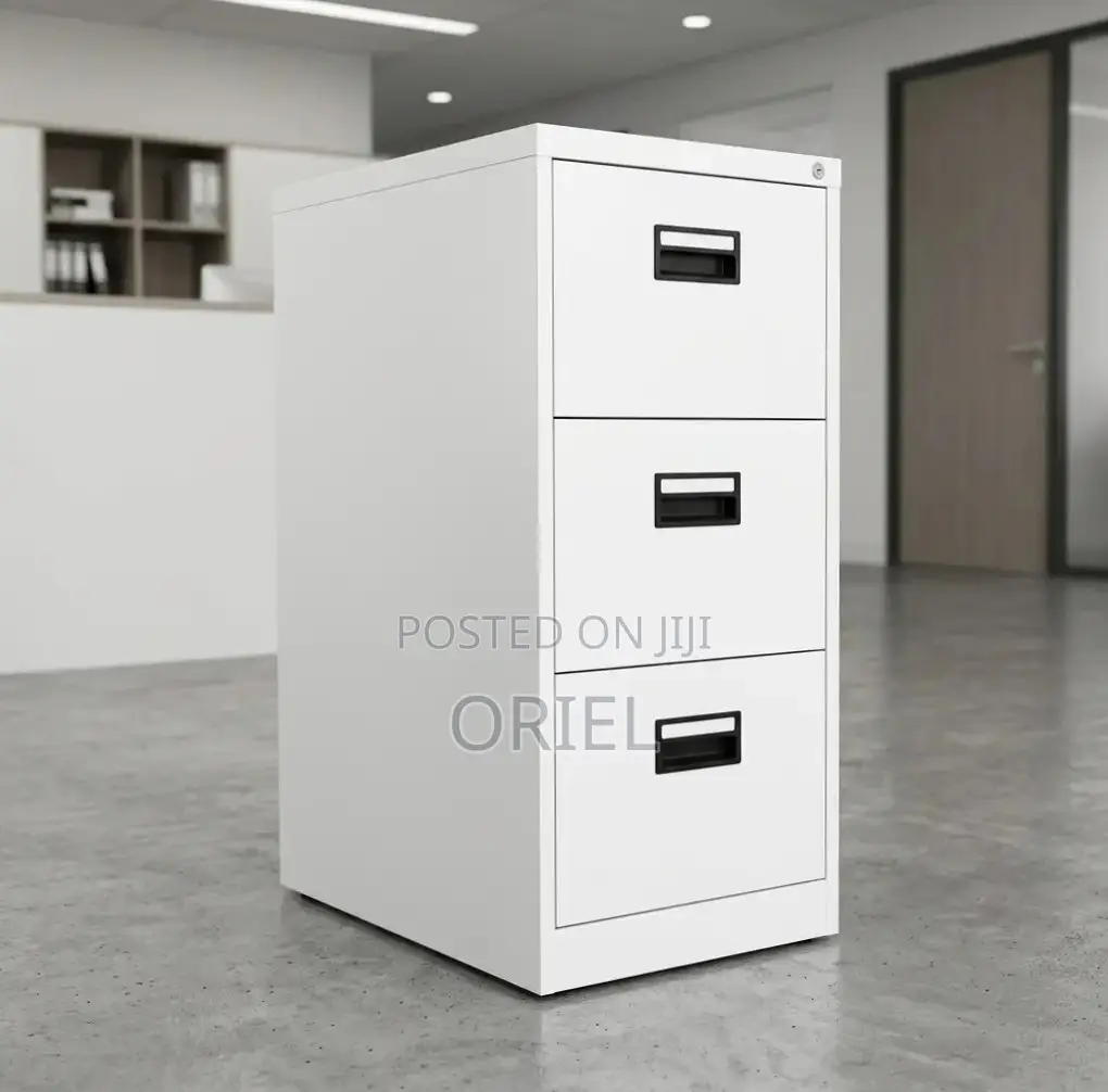Office Cabinet : Three-Drawer Metal File Cabinet