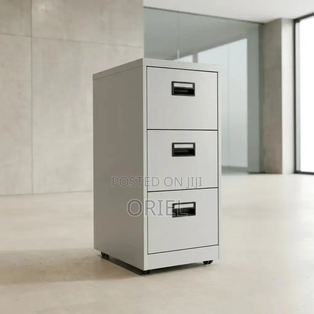 Office Cabinet : Three-Drawer Metal File Cabinet