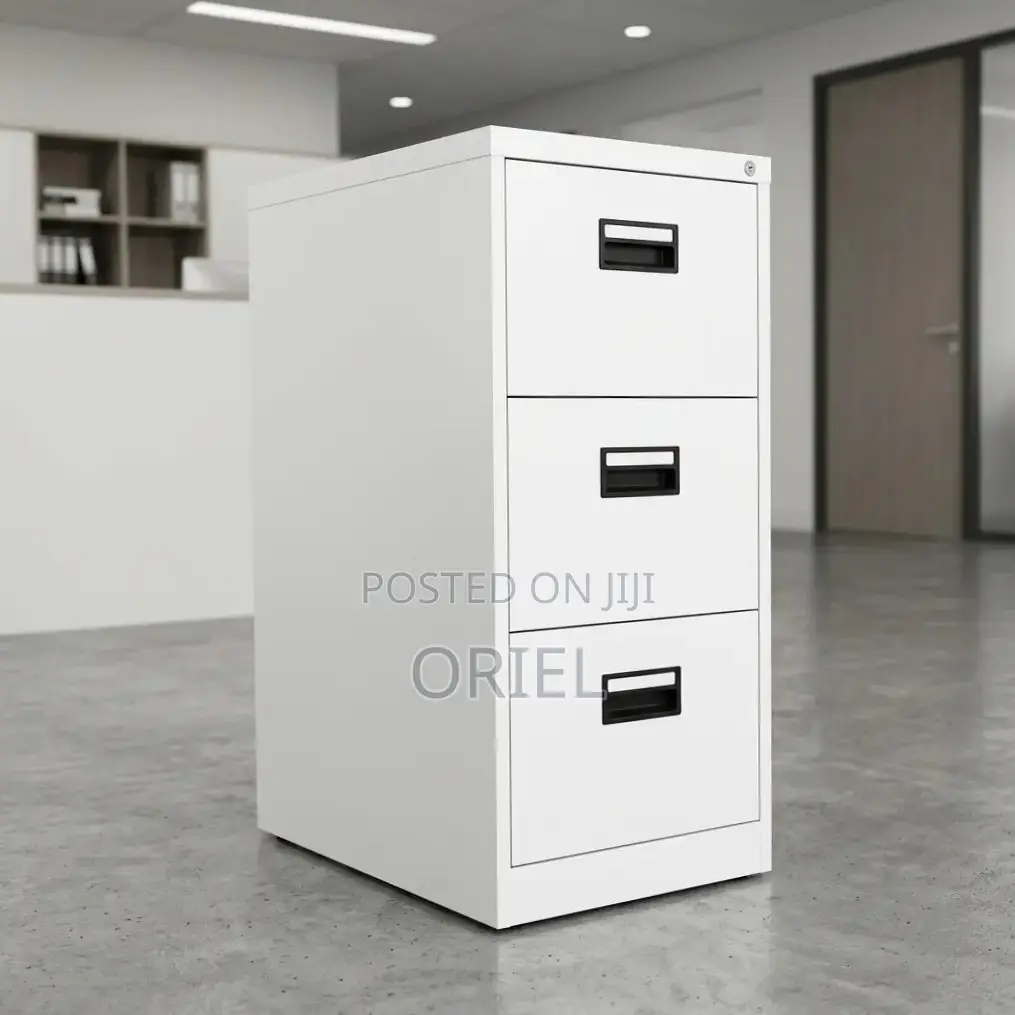 Office Cabinet : Three-Drawer Metal File Cabinet