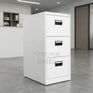 Office Cabinet : Three-Drawer Metal File Cabinet
