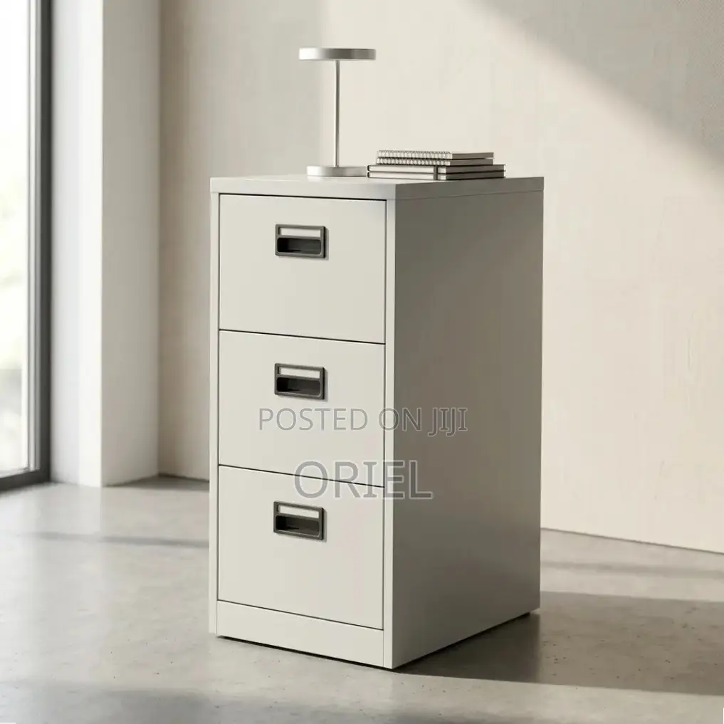 Office Cabinet : Three-Drawer Metal File Cabinet