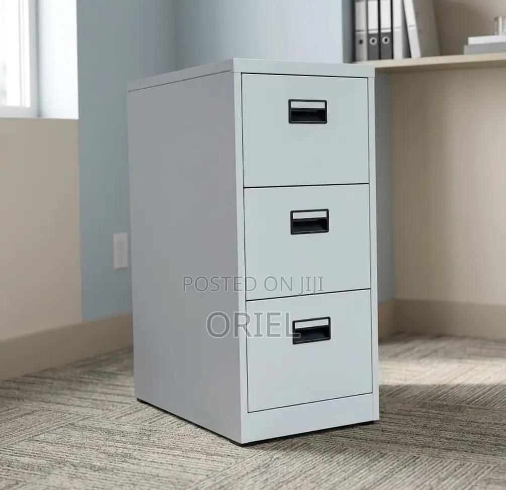 Office Cabinet : Three-Drawer Metal File Cabinet