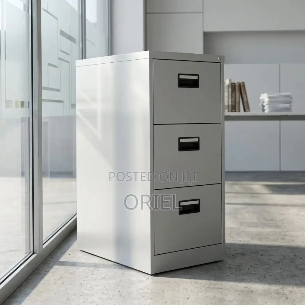 Office Cabinet : Three-Drawer Metal File Cabinet