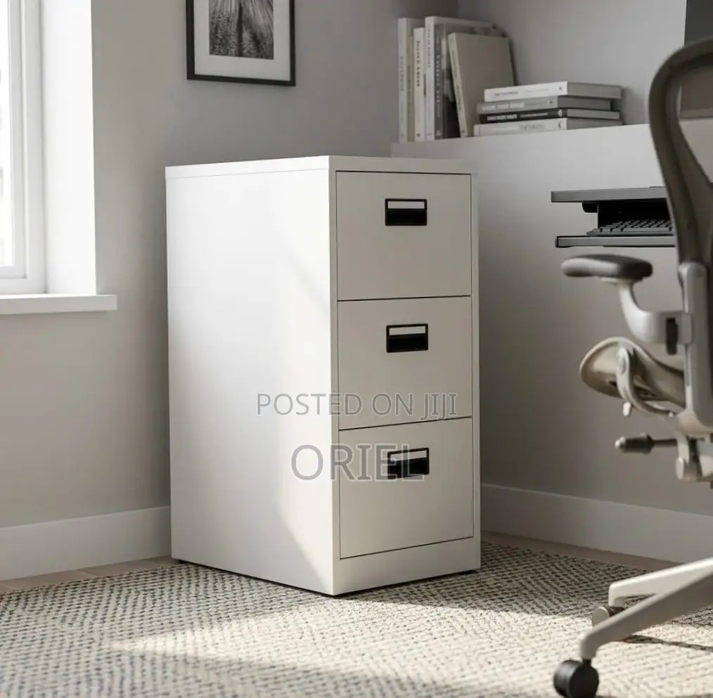 Office Cabinet : Three-Drawer Metal File Cabinet