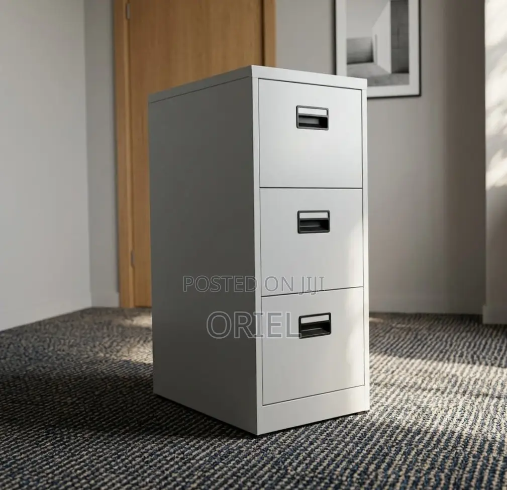 Office Cabinet : Three-Drawer Metal File Cabinet