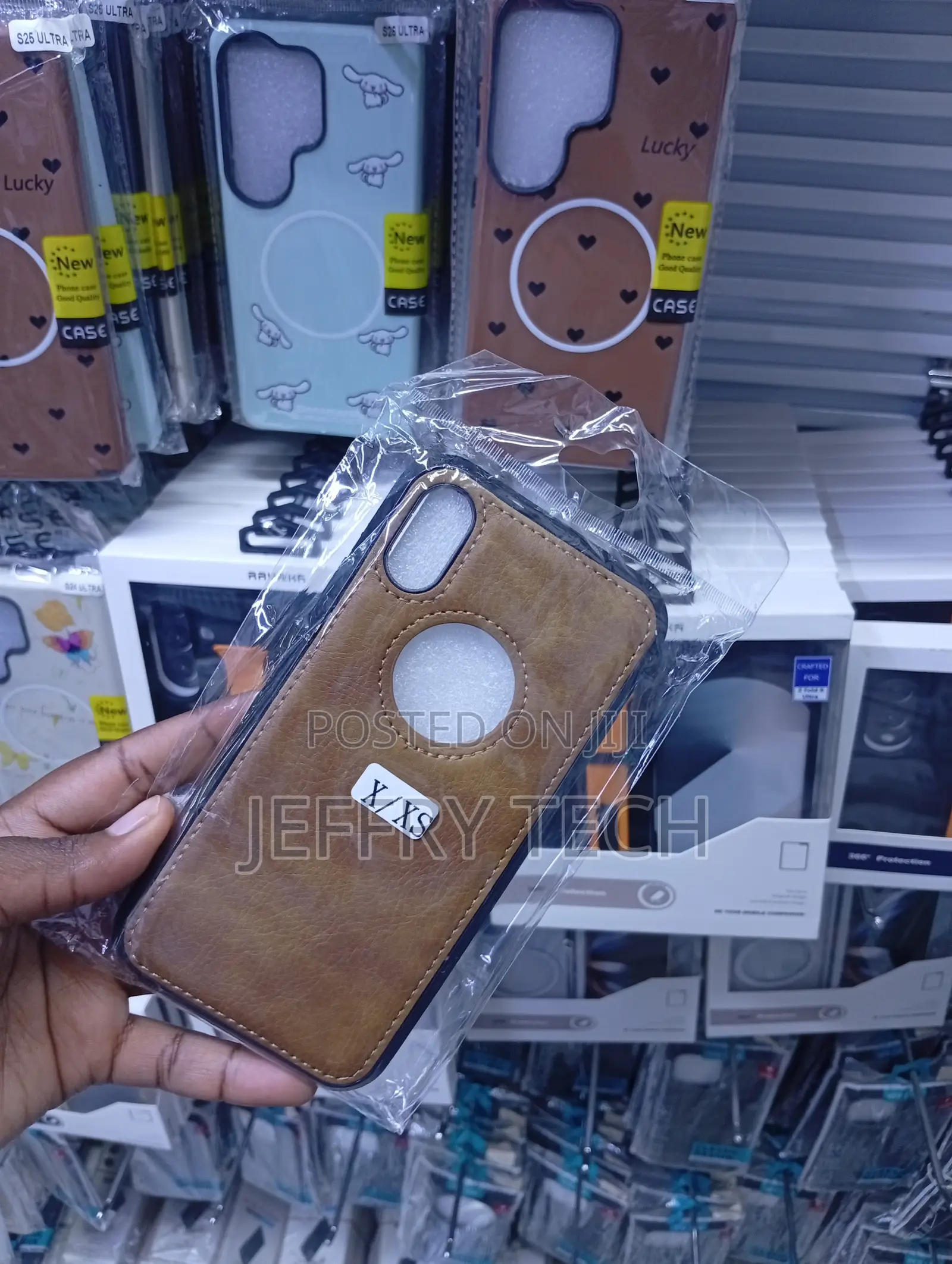 Leather Phone Case With a Logo Cutout, Designed for an iPhone X