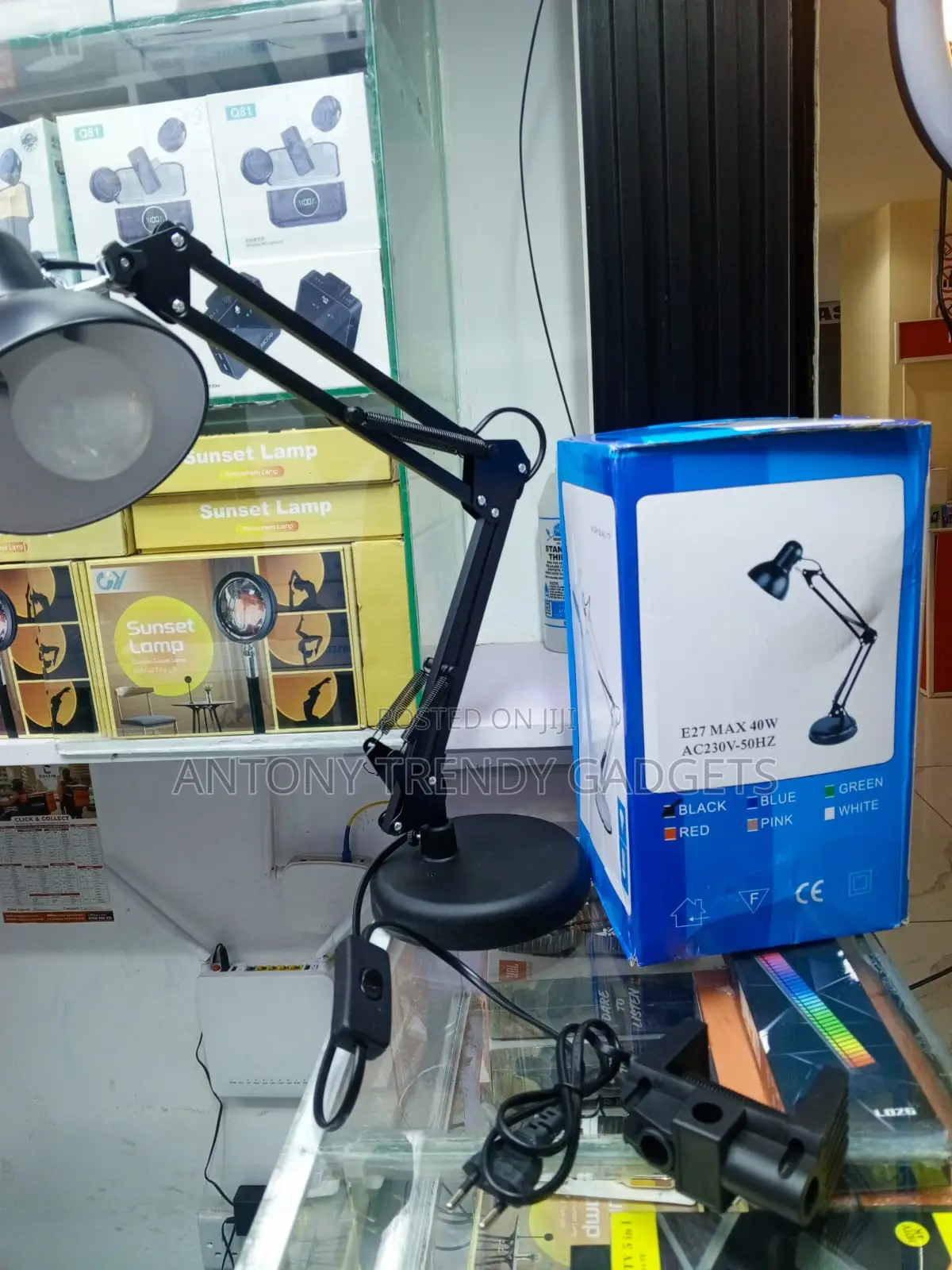 Adjustable Metal Desk Lamp With Clip Mount Swing Arm