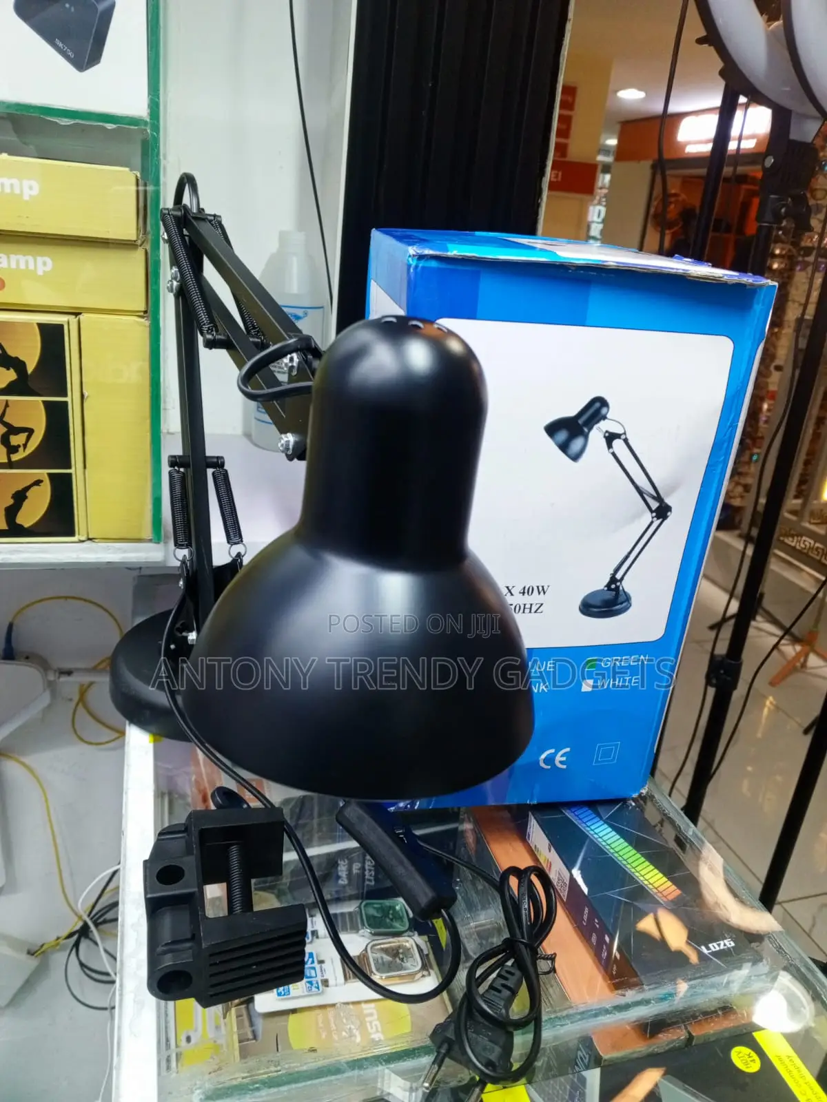 Adjustable Metal Desk Lamp With Clip Mount Swing Arm