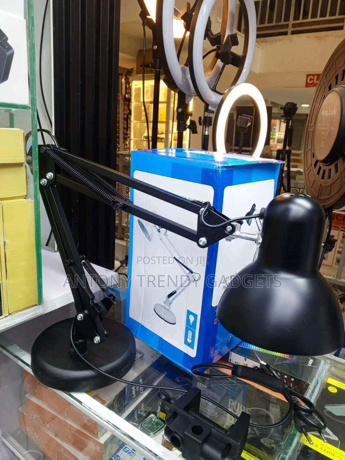 Adjustable Metal Desk Lamp With Clip Mount Swing Arm