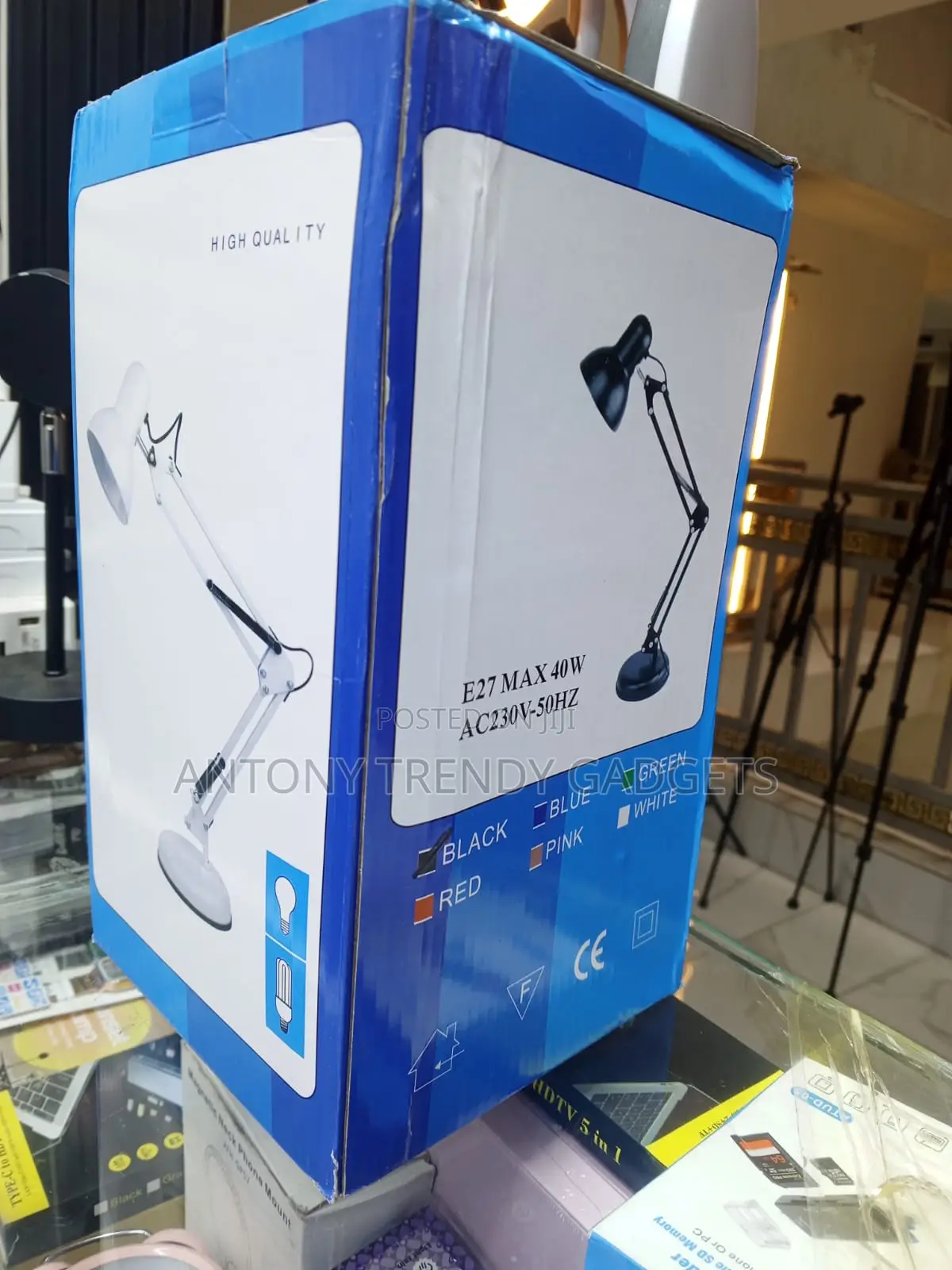 Adjustable Metal Desk Lamp With Clip Mount Swing Arm