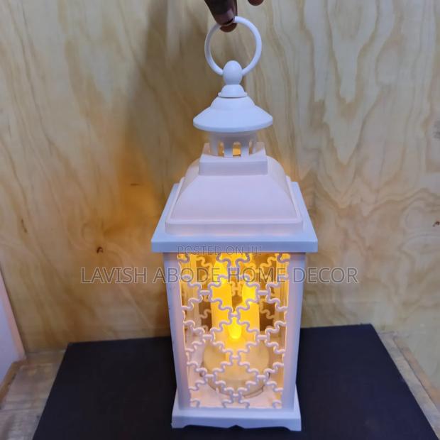 White Cage Table Lantern - thumbnail 3