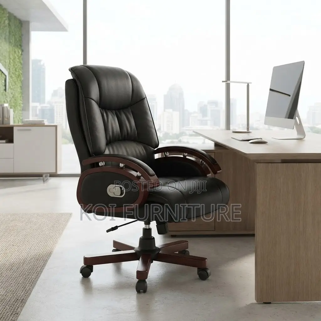 Office Chairs; Executive Leather Bosses High Back Cushioned Chairs
