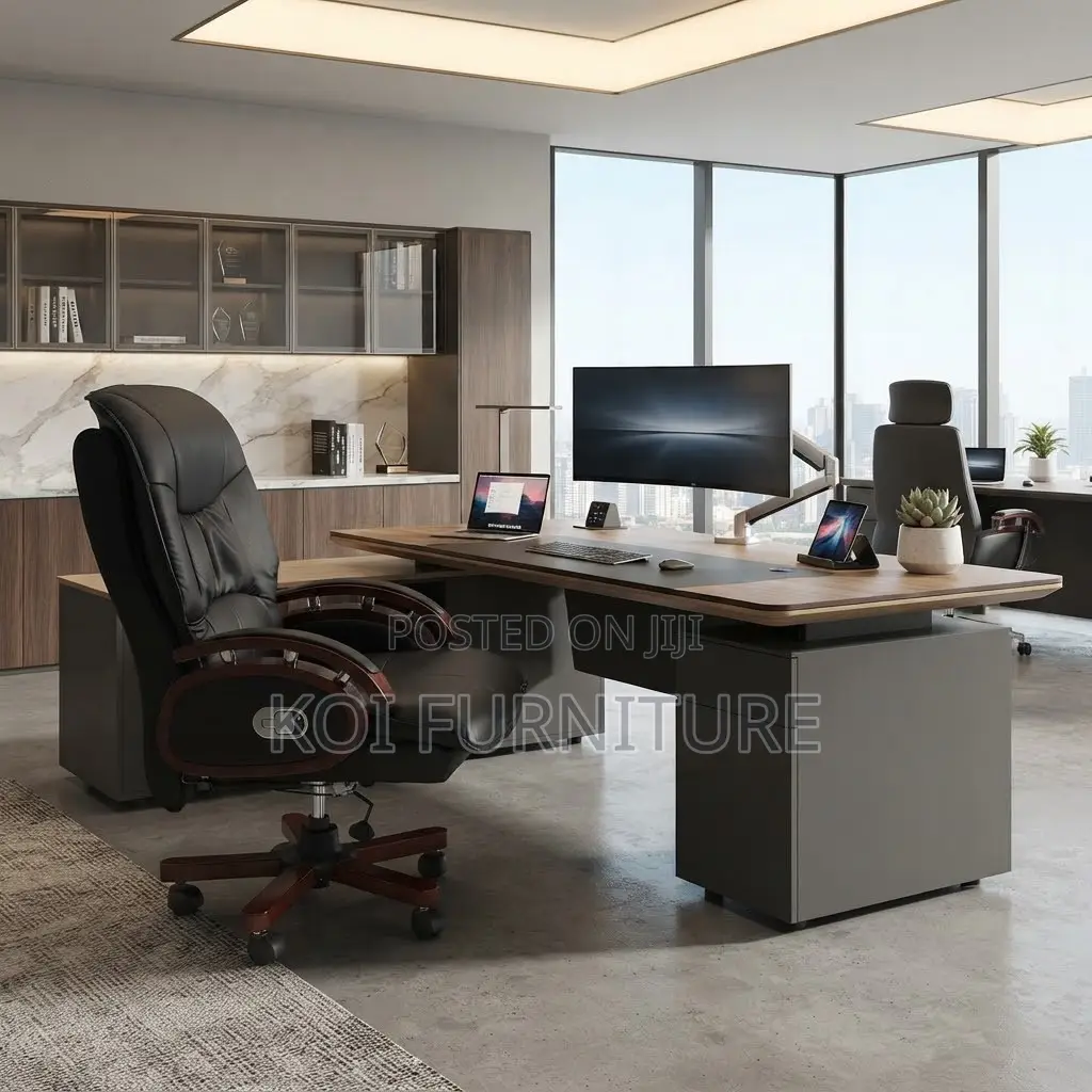 Office Chairs; Executive Leather Bosses High Back Cushioned Chairs