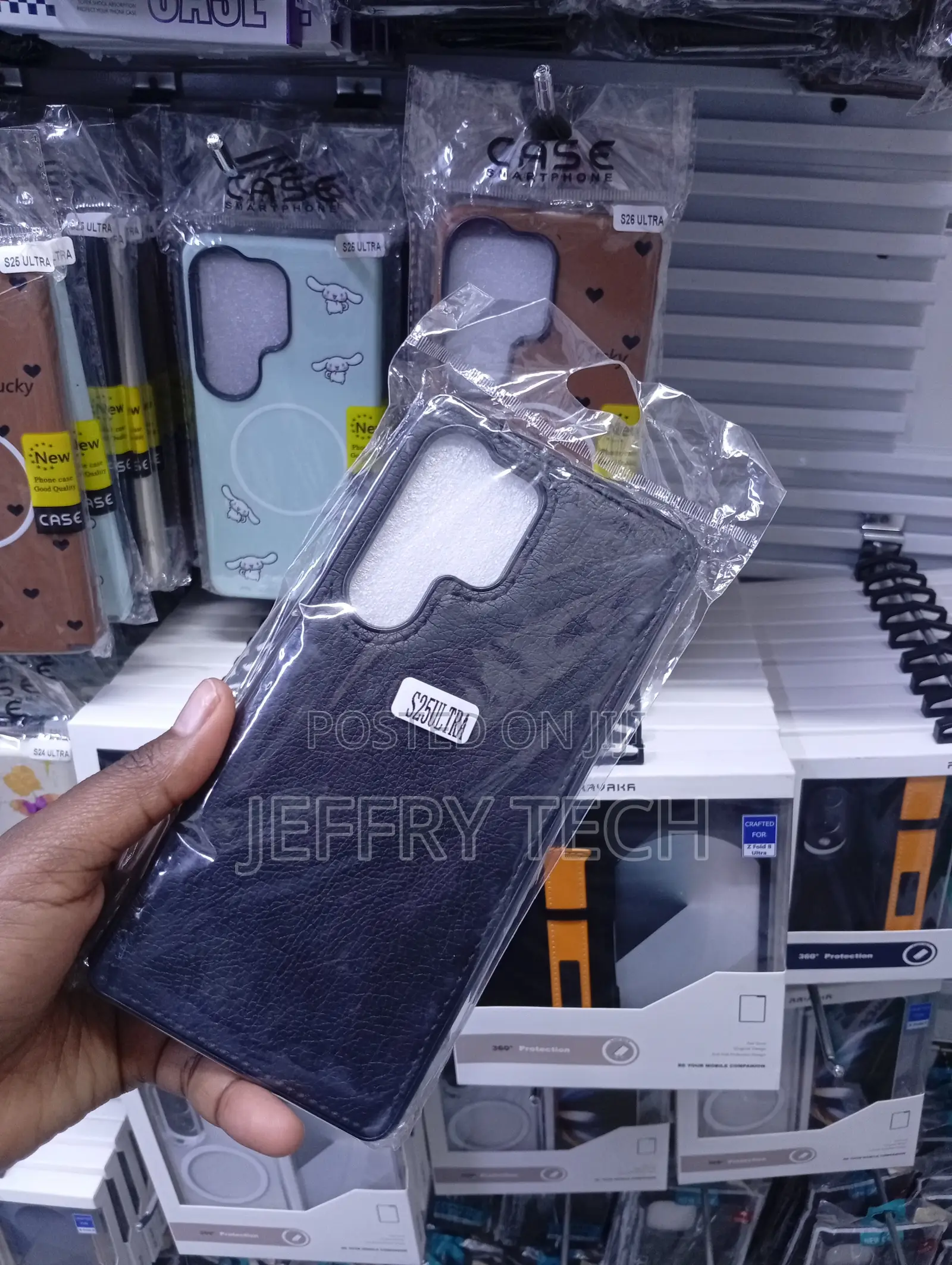 Blue Leather Protective Phone Case for the Samsung Galaxy S25 Ultra