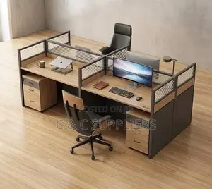 Brown Imported 4-Station Office Desk