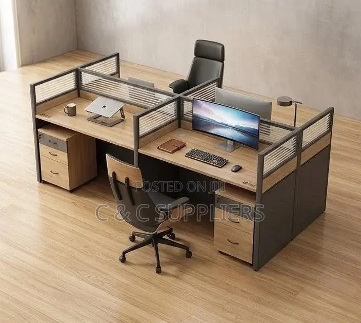 Brown Imported 4-Station Office Desk