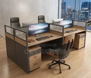 Brown Imported 4-Station Office Desk
