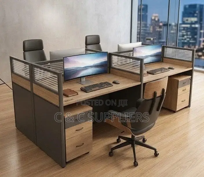 Brown Imported 4-Station Office Desk