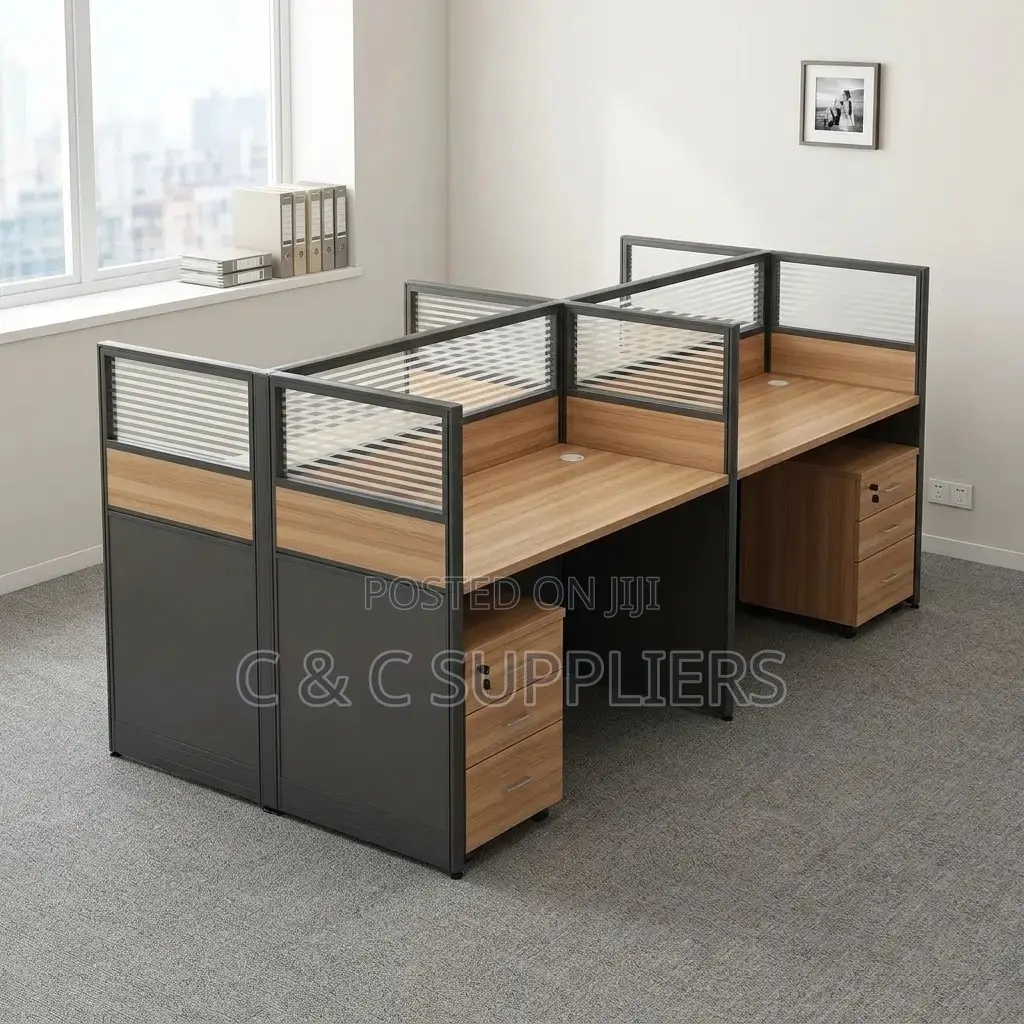 Brown Imported 4-Station Office Desk