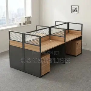 Brown Imported 4-Station Office Desk