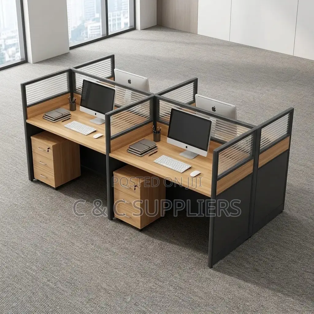 Brown Imported 4-Station Office Desk