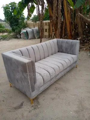 Light Grey Tufted 3-Seater Sofa: Pay on Delivery