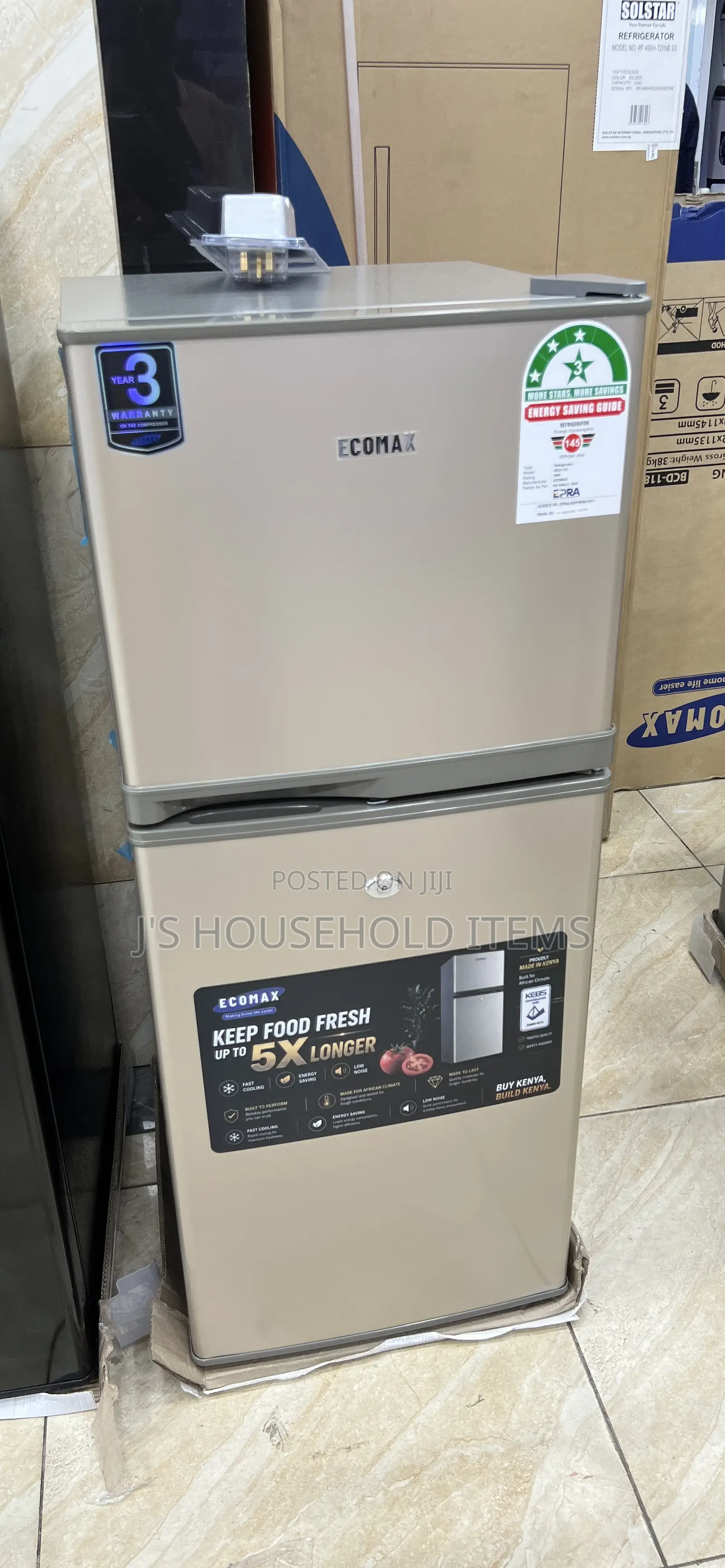 Ecomax 118L Double Door Fridge With Free Fridge Guard Gift