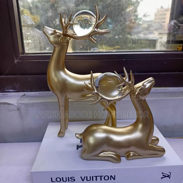 Gold Deer Decor With Crystal Ball