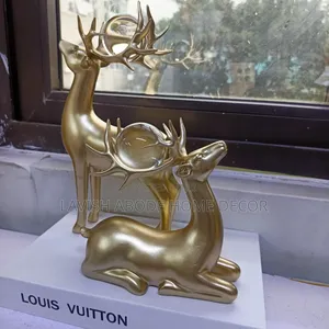 Gold Deer Decor With Crystal Ball