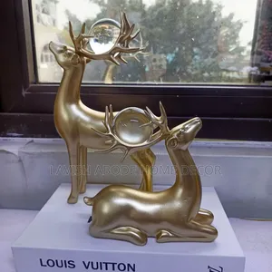 Gold Deer Decor With Crystal Ball
