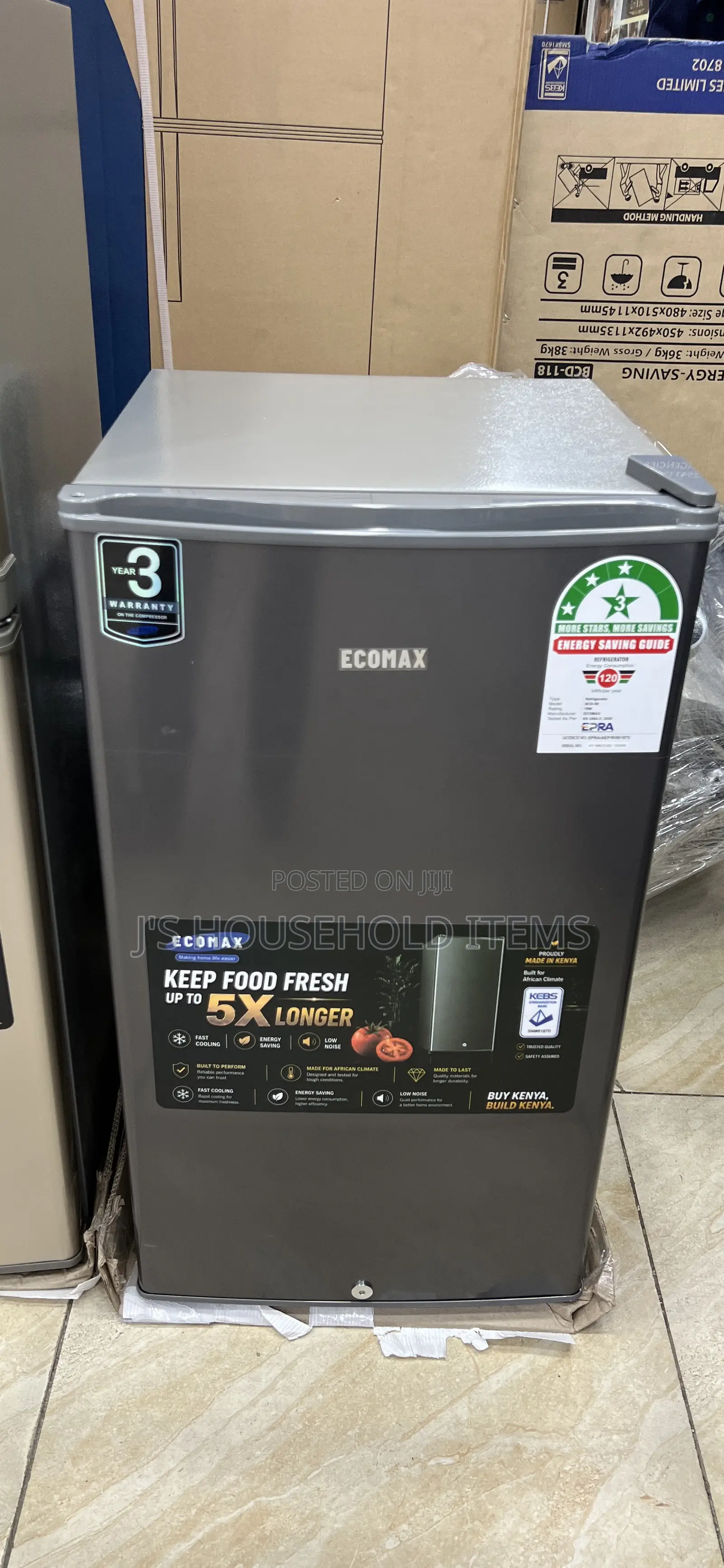 Ecomax 90 Litres Dark Silver Single Door Refrigerator With Free Guard