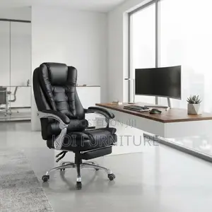 Office Chairs; Leather Boss Black Iron High Backrest Office Chair