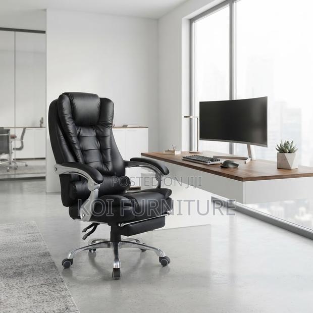 Office Chairs; Leather Boss Black Iron High Backrest Office Chair