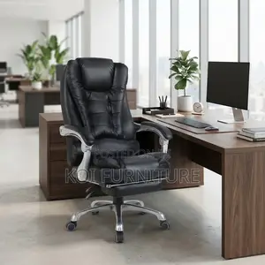 Office Chairs; Leather Boss Black Iron High Backrest Office Chair