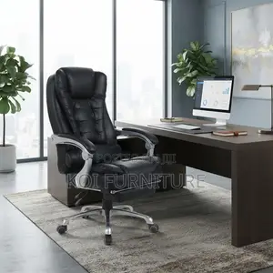 Office Chairs; Leather Boss Black Iron High Backrest Office Chair