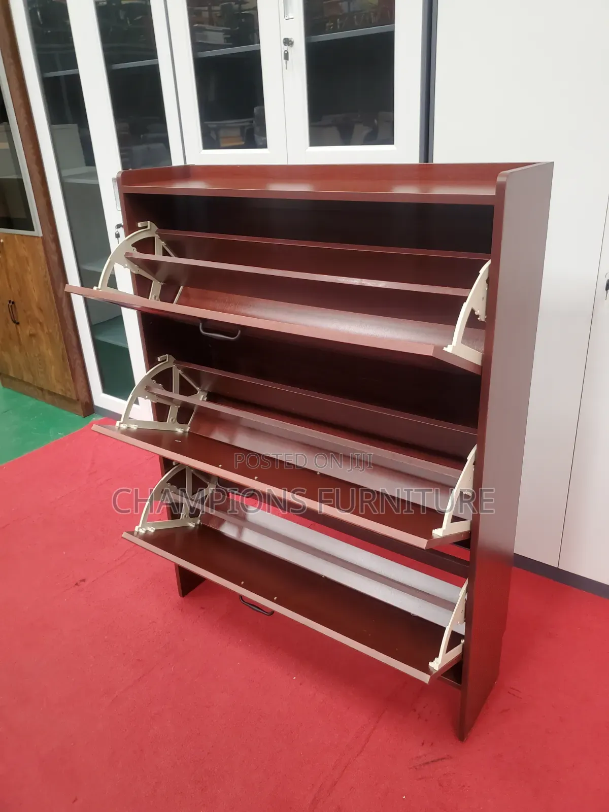 Brown Mahogany Shoe Cabinet