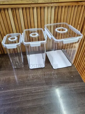 3-PCS Ceramic Canister Set With Bamboo Base - Av