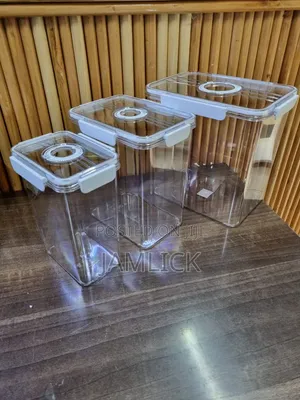 3-PCS Ceramic Canister Set With Bamboo Base - Av